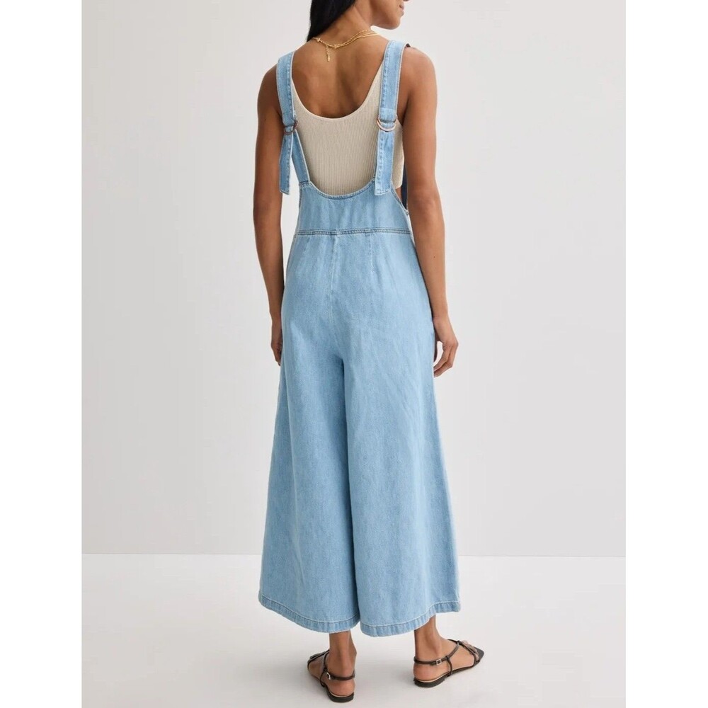 Marine Layer Women Denim Wide Leg Jumpsuit Overalls Size Small Light Wash Layla - Picture 4 of 14
